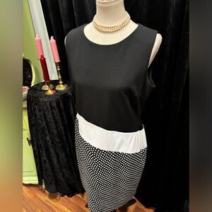 Tommy Hilfiger Black and White Polka Dot Midi Dress